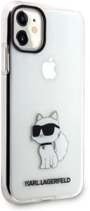 Apple iPhone 11 Kılıf Karl Lagerfeld Transparan Choupette Dizayn Kapak - Şeffaf