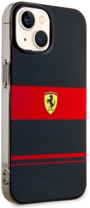 Apple iPhone 14 (6.1) Kılıf Ferrari Orjinal Lisanslı Magsafe Şarj Özellikli Yatay Çizgili Dizayn Kapak - Siyah