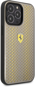 Apple iPhone 14 Pro (6.1) Kılıf Ferrari Deri Sarı Noktalı Dizayn Kapak - Sarı