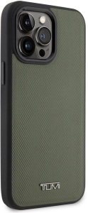 Apple iPhone 14 Pro Max (6.7) Kılıf TUMI Magsafe Şarj Özellikli Deri Noktalı Dizayn Kapak - Olive