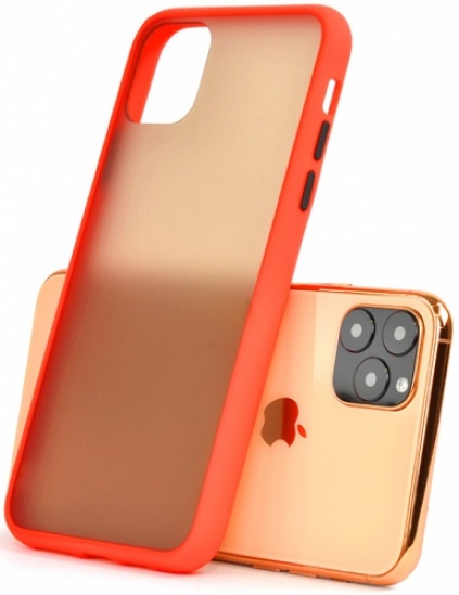 Apple iPhone 11 Pro Kılıf Exlusive Arkası Mat Tam Koruma Darbe Emici - Kırmızı