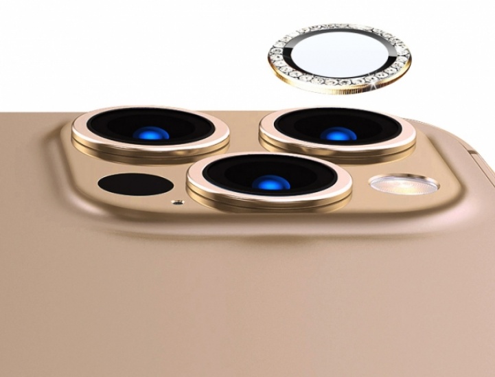 Apple iPhone 11 Pro Max Taşlı Kamera Lens Koruyucu CL-06 - Kırmızı
