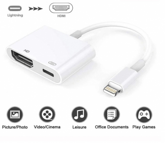 Apple Lightning Dijital AV Adaptörü iPhone iPad HDMI TypeC Çevirici - Beyaz