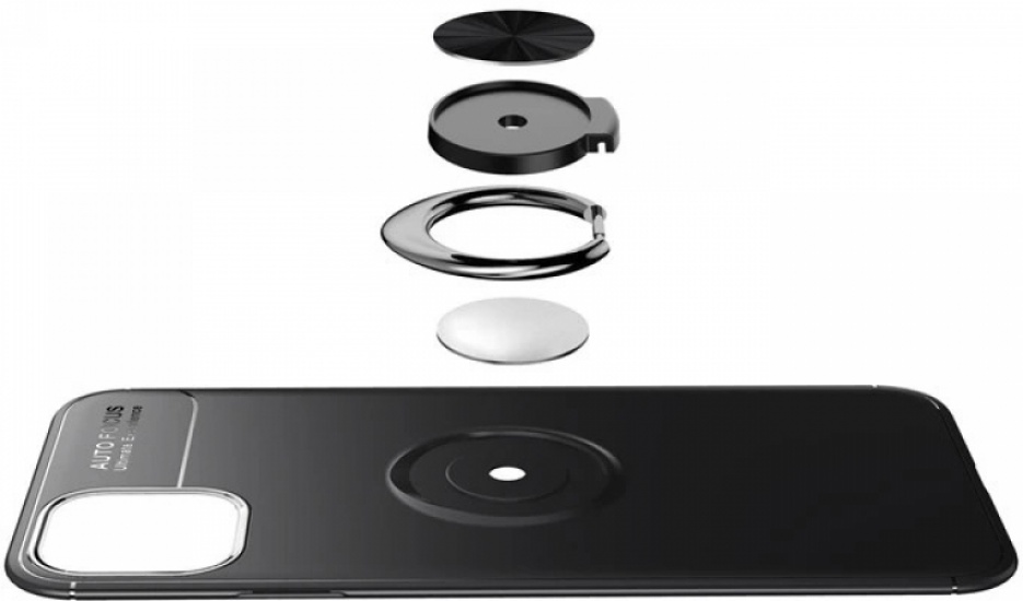 Apple iPhone 11 Pro Max Kılıf Auto Focus Serisi Soft Premium Standlı Yüzüklü Kapak - Siyah
