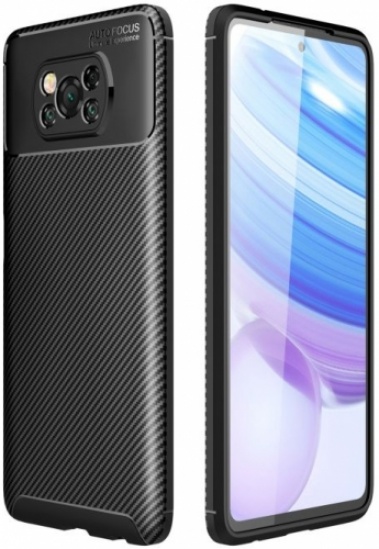 Xiaomi Poco X3 NFC Kılıf Karbon Serisi Mat Fiber Silikon Negro Kapak - Siyah