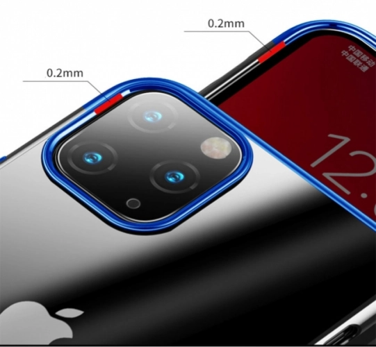 Apple iPhone 11 Pro Kılıf Renkli Köşeli Lazer Şeffaf Esnek Silikon - Gold