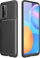 Huawei P Smart 2021 Kılıf Karbon Serisi Mat Fiber Silikon Negro Kapak - Siyah