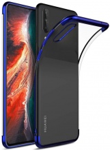 Huawei P Smart Pro 2019 Kılıf Renkli Köşeli Lazer Şeffaf Esnek Silikon - Mavi