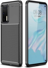 Huawei P40 Kılıf Karbon Serisi Mat Fiber Silikon Negro Kapak - Siyah