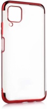 Huawei P40 Lite Kılıf Renkli Köşeli Lazer Şeffaf Esnek Silikon - Kırmızı