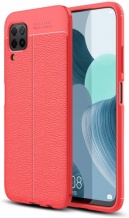 Huawei P40 Lite Kılıf Deri Görünümlü Parmak İzi Bırakmaz Niss Silikon - Kırmızı