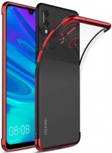 Huawei Y6 2019 Kılıf Renkli Köşeli Lazer Şeffaf Esnek Silikon - Kırmızı
