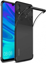 Huawei Y6 2019 Kılıf Renkli Köşeli Lazer Şeffaf Esnek Silikon - Siyah
