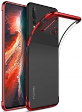 Huawei Y9 Prime 2019 Kılıf Renkli Köşeli Lazer Şeffaf Esnek Silikon - Kırmızı