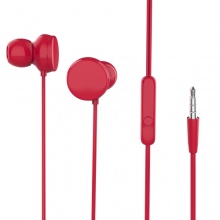 Mikrofonlu Kulaklık Kulak İçi Kumandalı 3.5mm HD Stereo - Kırmızı