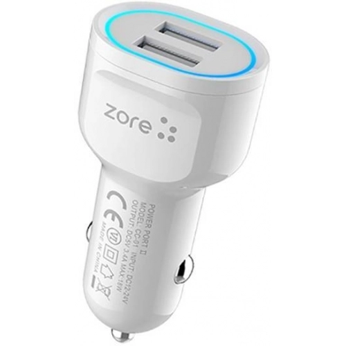 Zore CC-01 Hızlı Şarj Özellikli LED Işıklı Dual USB Araç Şarj Başlığı 18W