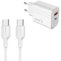 Zore Play Serisi PL3 Type-C to Type-C 2in1 PD Seyahat Şarj Aleti 20W
