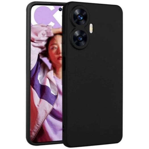 Realme C55 Kılıf İnce Soft Mat Renkli Esnek Silikon Kapak - Siyah