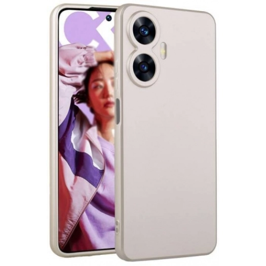 Realme C55 Kılıf İnce Soft Mat Renkli Esnek Silikon Kapak - Gold