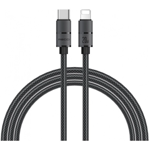 Recci RS08CLPD Warrior Serisi 20W Hızlı Şarj Özellikli Type-C To Lightning PD Kablo 1.2M - Gri