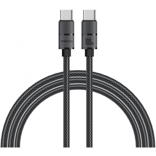Recci RS08CCPD Warrior Serisi 100W Hızlı Şarj Özellikli Type-C To Type-C PD Kablo 1.2M - Gri