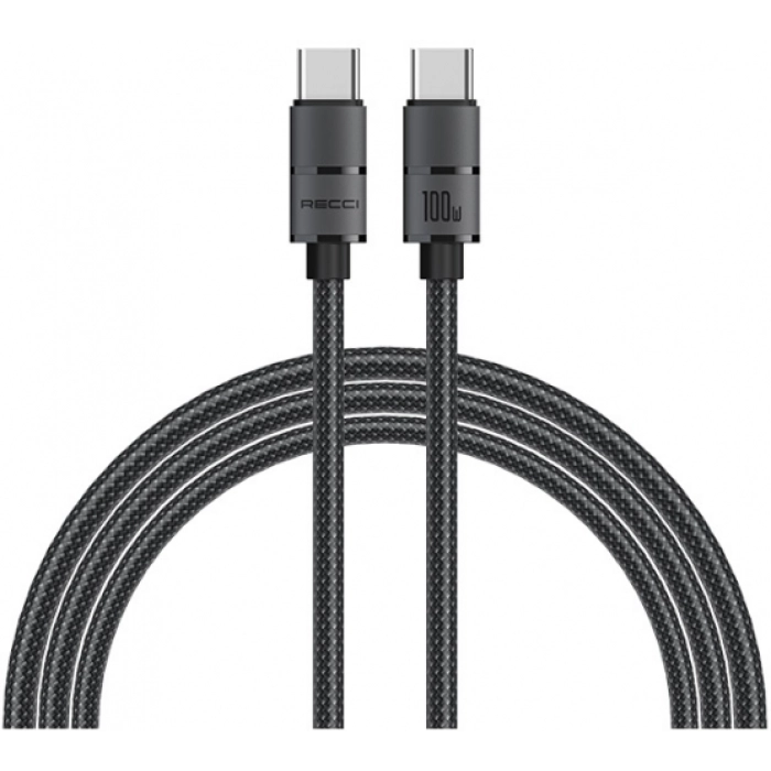 Recci RS08CCPD Warrior Serisi 100W Hızlı Şarj Özellikli Type-C To Type-C PD Kablo 1.2M - Gri