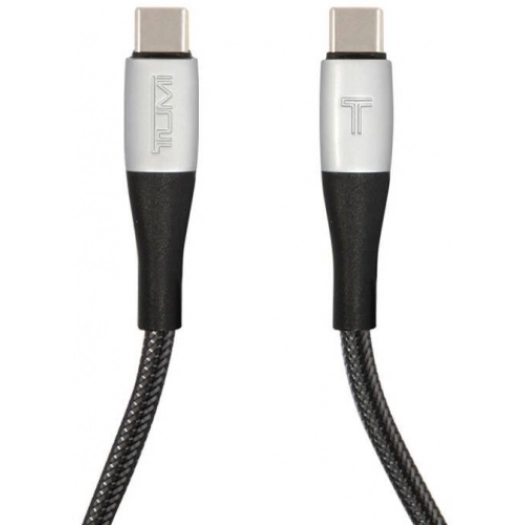 TUMI Hızlı Şarj Özellikli Naylon Örgü Tasarım Type-C To Type-C PD Kablo 1.5M - Siyah