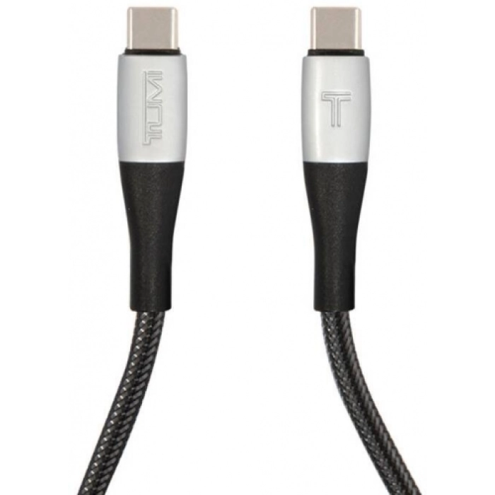 TUMI Hızlı Şarj Özellikli Naylon Örgü Tasarım Type-C To Type-C PD Kablo 1.5M - Siyah