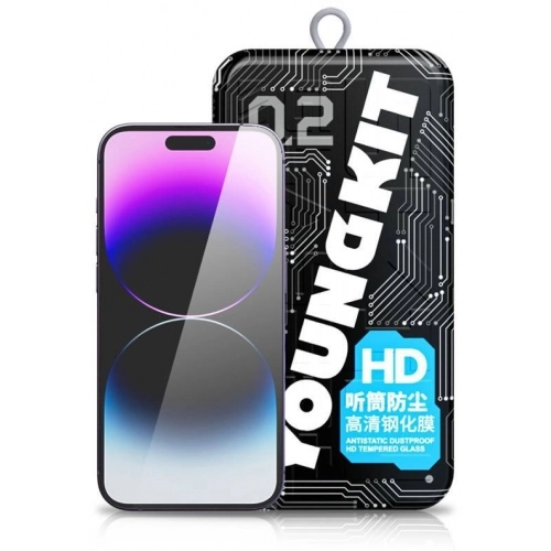 Apple iPhone 14 Pro Max Youngkit Antistatik Ve Antidust Kolay Uygulama Aparatlı Cam Ekran Koruyucu - Şeffaf