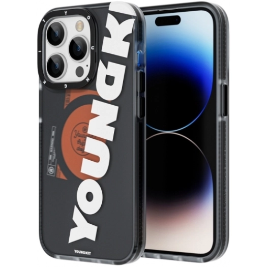 Apple iPhone 13 Pro Max Kılıf Magsafe Şarj Özellikli Youngkit Binfen Serisi Yazı Temalı Kapak - Siyah