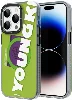 Apple iPhone 13 Pro Max Kılıf Magsafe Şarj Özellikli Youngkit Binfen Serisi Yazı Temalı Kapak - Yeşil