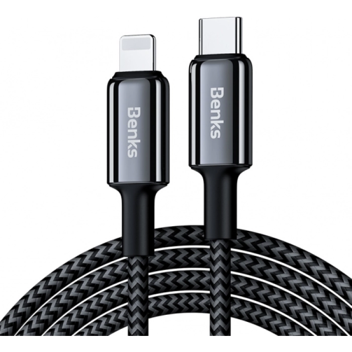 Benks D43 Type-C to Lightning PD Hızlı Şarj ve Data Kablo 480Mbps 1.2 Metre - Siyah