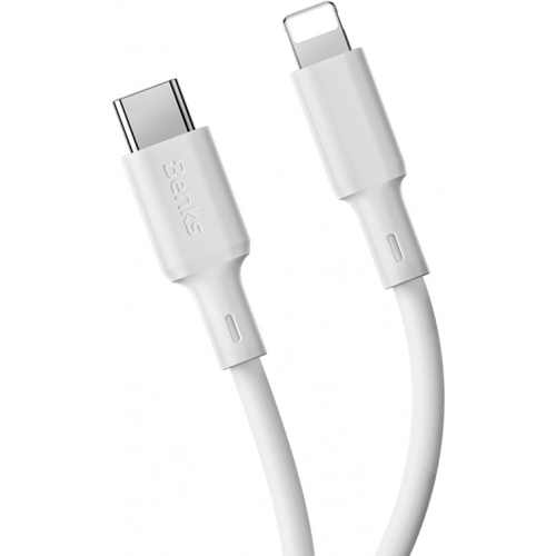 Benks D45 Type-C to Lightning PD Hızlı Şarj ve Data Kablo 480Mbps 1.2 Metre - Beyaz
