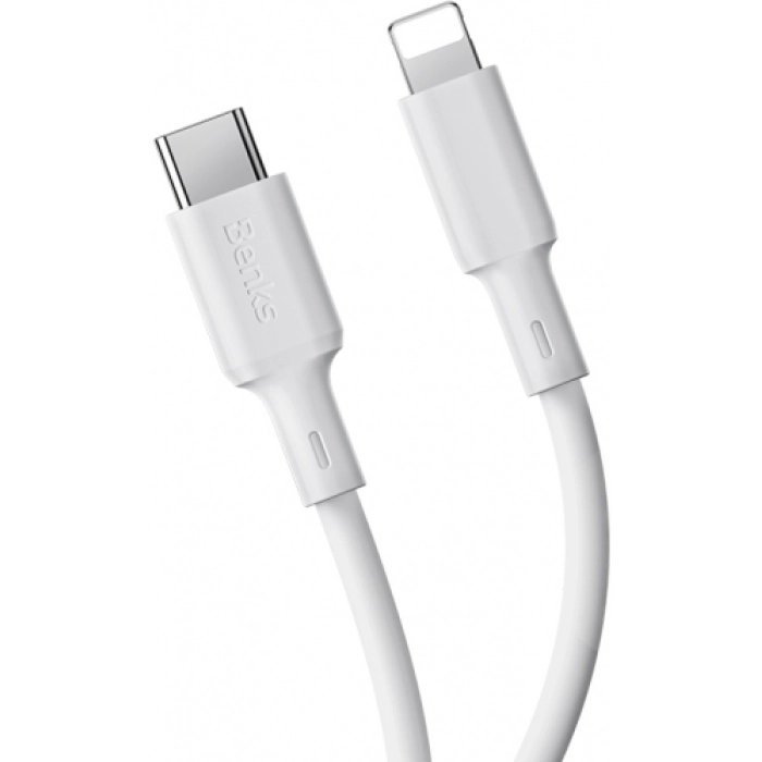 Benks D45 Type-C to Lightning PD Hızlı Şarj ve Data Kablo 480Mbps 1.2 Metre - Beyaz