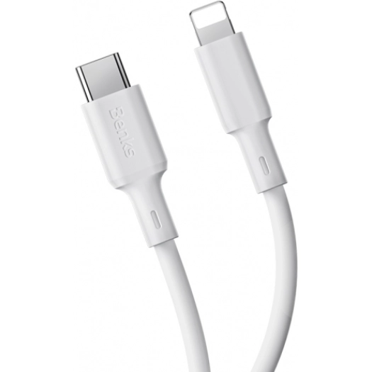 Benks D45 Type-C to Lightning PD Hızlı Şarj ve Data Kablo 480Mbps 2 Metre - Beyaz