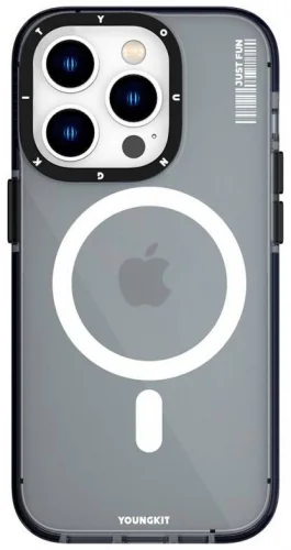 Apple iPhone 14 Pro Kılıf Magsafe Şarj Özellikli YoungKit Crystal Color Serisi Kapak - Siyah