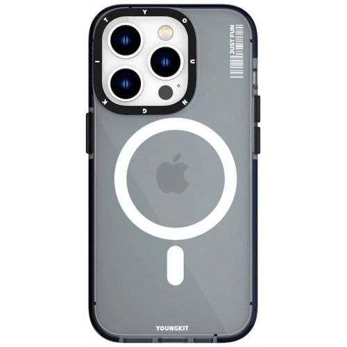Apple iPhone 14 Pro Max Kılıf Magsafe Şarj Özellikli YoungKit Crystal Color Serisi Kapak - Siyah