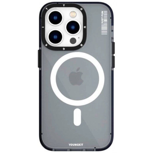 Apple iPhone 14 Pro Max Kılıf Magsafe Şarj Özellikli YoungKit Crystal Color Serisi Kapak - Siyah