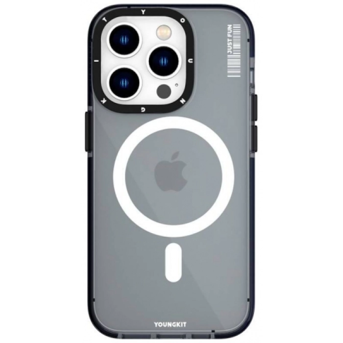 Apple iPhone 14 Pro Max Kılıf Magsafe Şarj Özellikli YoungKit Crystal Color Serisi Kapak - Siyah