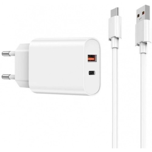 Wiwu Wi-U002 Quick Hızlı Şarj Başlığı USB-A to Type-C PD 20W Kablolu Şarj Seti - Beyaz