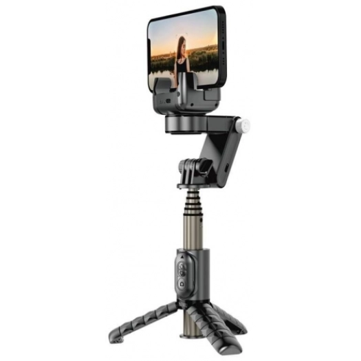 Wiwu Wi-SE006 Çok Fonksiyonlu Işıklı Gimbal Sabitleyici Tripod Selfie Çubuğu - Siyah