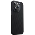 Apple iPhone 15 Pro Max Kılıf Karbon Fiber Magsafe Şarj Özellikli Benks Hybrid ArmorPro 600D Kevlar Kapak - Siyah