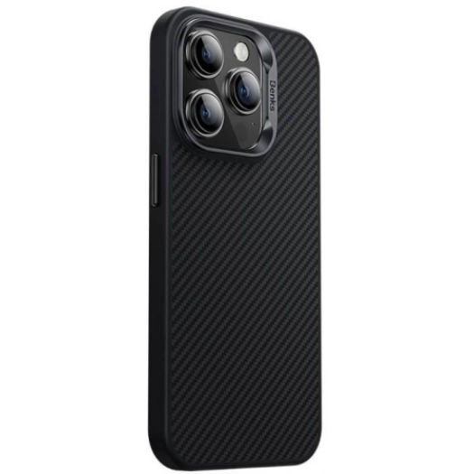 Apple iPhone 15 Pro Max Kılıf Karbon Fiber Magsafe Şarj Özellikli Benks Hybrid ArmorPro 600D Kevlar Kapak - Siyah