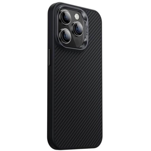 Apple iPhone 15 Pro Kılıf Karbon Fiber Magsafe Şarj Özellikli Benks Hybrid ArmorPro 600D Kevlar Kapak - Siyah