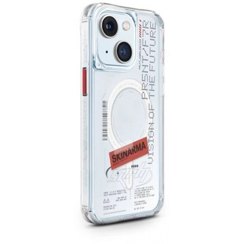 Apple iPhone 15 Kılıf SkinArma Magsafe Şarj Özellikli Yazı Desenli Airbag Tasarımlı Orion Kapak - Şeffaf