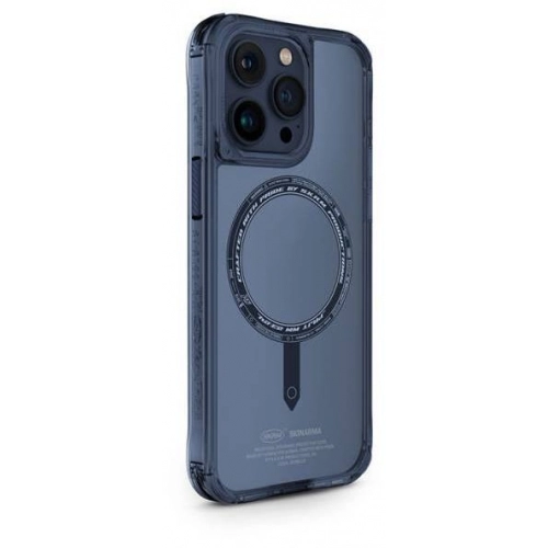 Apple iPhone 15 Pro Max Kılıf SkinArma Şeffaf Airbag Tasarımlı Magsafe Şarj Özellikli Saido Kapak - Mavi