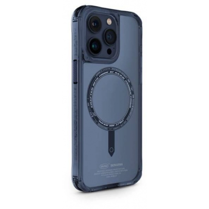 Apple iPhone 15 Pro Max Kılıf SkinArma Şeffaf Airbag Tasarımlı Magsafe Şarj Özellikli Saido Kapak - Mavi