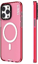 Apple iPhone 15 Pro Max Kılıf Magsafe Şarj Özellikli YoungKit Crystal Color Serisi Kapak - Pembe