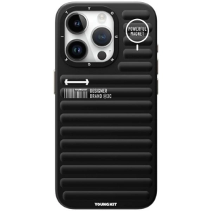 Apple iPhone 15 Pro Max Kılıf Mat Renkli Tasarım YoungKit Original Serisi Kapak - Siyah