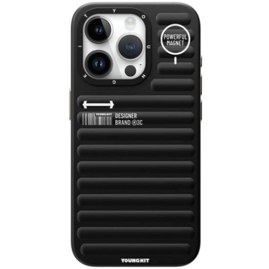 Apple iPhone 15 Pro Max Kılıf Mat Renkli Tasarım YoungKit Original Serisi Kapak - Siyah